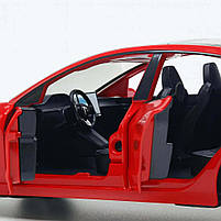 Металева машинка Автопром Tesla Model 3 1:24 — світло, звук, відкривні двері, червона, арт. AP7728-1, фото 4