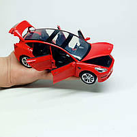 Металева машинка Автопром Tesla Model 3 1:24 — світло, звук, відкривні двері, червона, арт. AP7728-1, фото 2