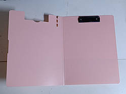 Папка планшет-книжка кліпборд A4/А3 з металевим затискачем / Рожева планшетка пластік / Розкладний кліпборд для документів