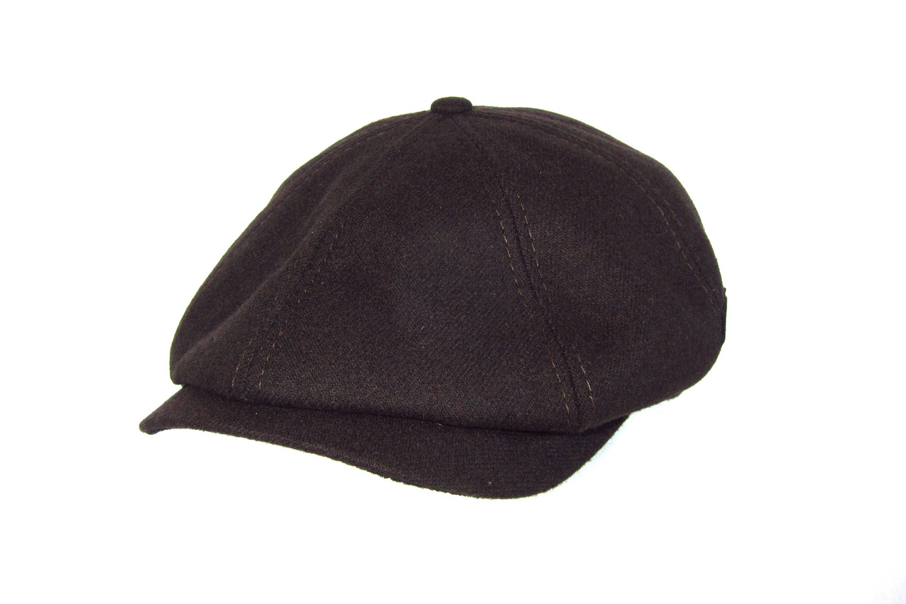 Зимова чоловіча кепка восьмиклинка хуліганка вовняна коричнева з вушками  93008