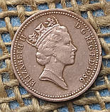 1 пеннi 1986 року. Велика Британiя, фото 2