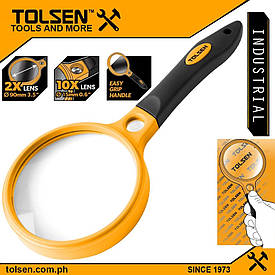Лупа 2 лінзи, 90 мм 2×, 15 мм 10×, ергономічна ручка Tolsen 50010