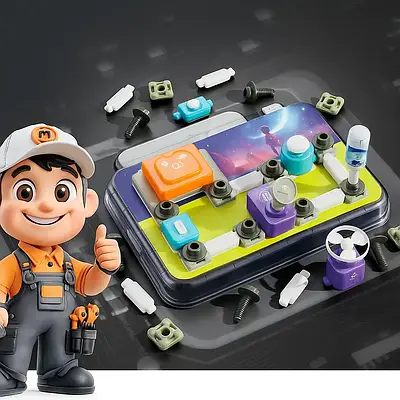 Електронний конструктор ігровий набір для наукових дослідів хлопчикові та дівчинці 46 деталей світло динамік вентилятор