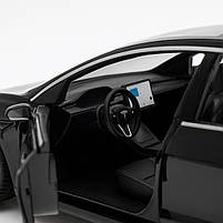 Металева машинка Автопром Tesla Model 3 1:24 чорна — світло, звук, відкривні двері, арт. AP7728-2, фото 4