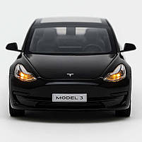 Металева машинка Автопром Tesla Model 3 1:24 чорна — світло, звук, відкривні двері, арт. AP7728-2, фото 2