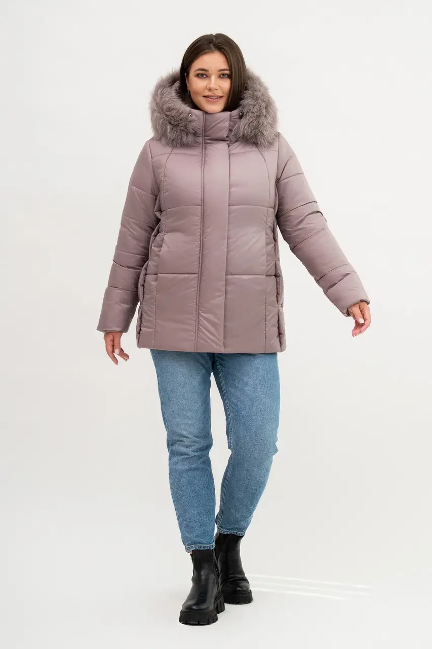 Елегантна жіноча зимова куртка  Li-7 великого розміру 50–60