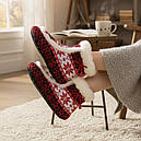 606 Чуні із овчини на гумовій підошві з вишивкою, фото 2