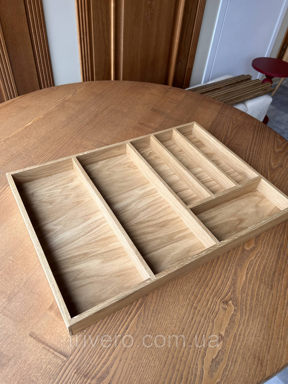 Органайзер для столових приборів з дерева дуб, лоток столовий з дерева дуб, фото 1