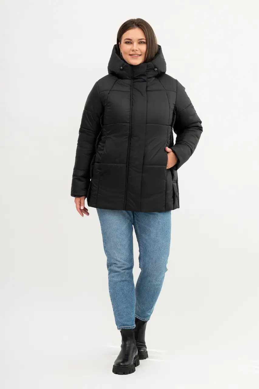 Елегантна жіноча зимова куртка  Li-7 великого розміру 50–60