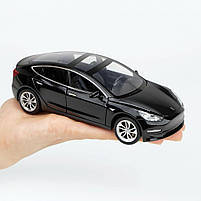 Металева машинка Автопром Tesla Model 3 1:24 чорна — світло, звук, відкривні двері, арт. AP7728-2, фото 9