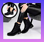 Зимові жіночі дутики Progress чорні з екомехом та шнурівкою