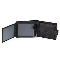 Портмоне шкіряне чоловіче горизонтальне на застібці  ALFA RICCO 3204 BLK SC, фото 4