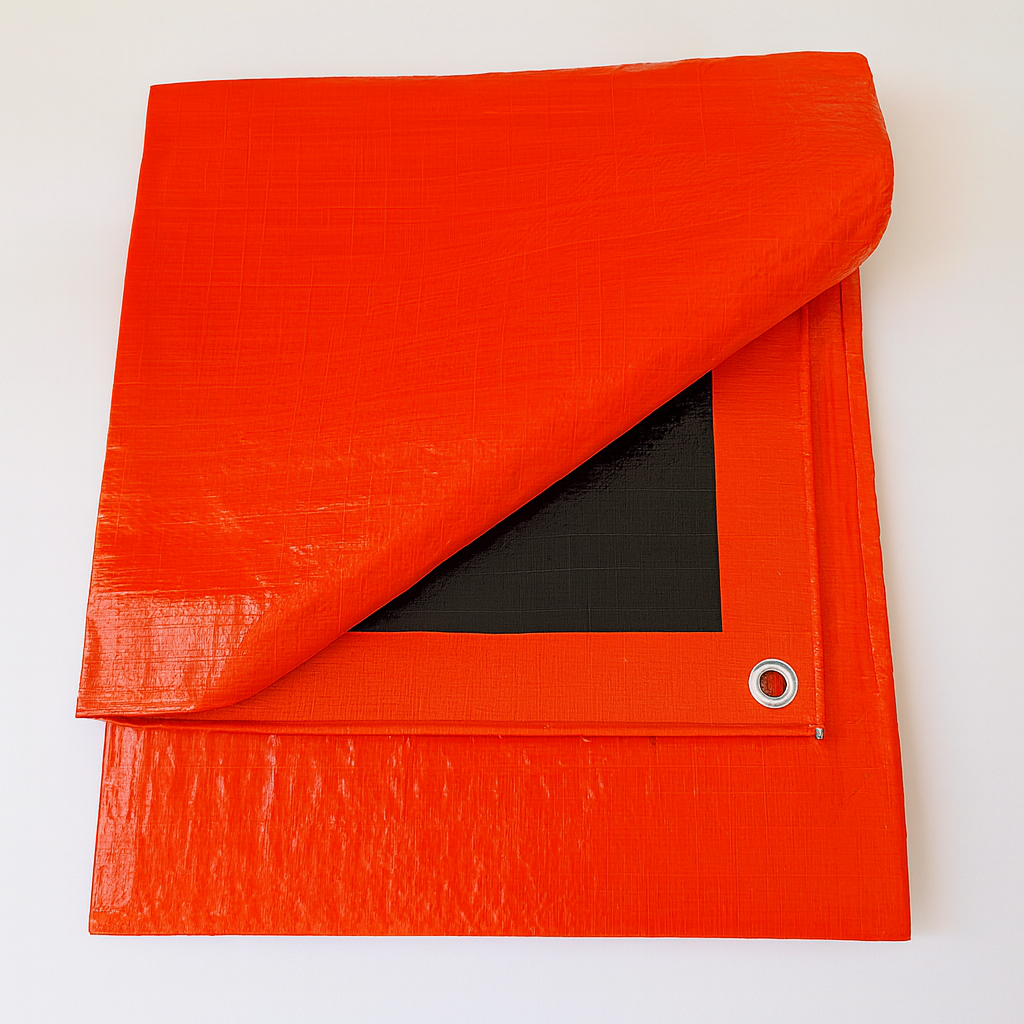 Тент із кільцями 4х6 120 г/м2. Ламінований від дощу. Жовтогарячо/чорний.