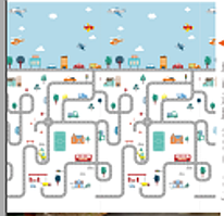 Дитячий двосторонній, складний термокилимок "Дорожній лабіринт та Космічні пригоди", 150х180x1 см