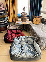 Диван лежанка з бортиками м'яка з тканини для котів і собак, Міцний лежак для маленьких собак