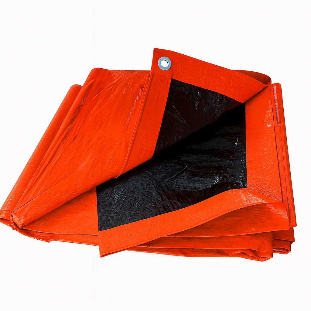 Тент з кільцями 3х4м, 120 г/м². Ламінований, від дощу. Помаранчево-чорний., фото 1
