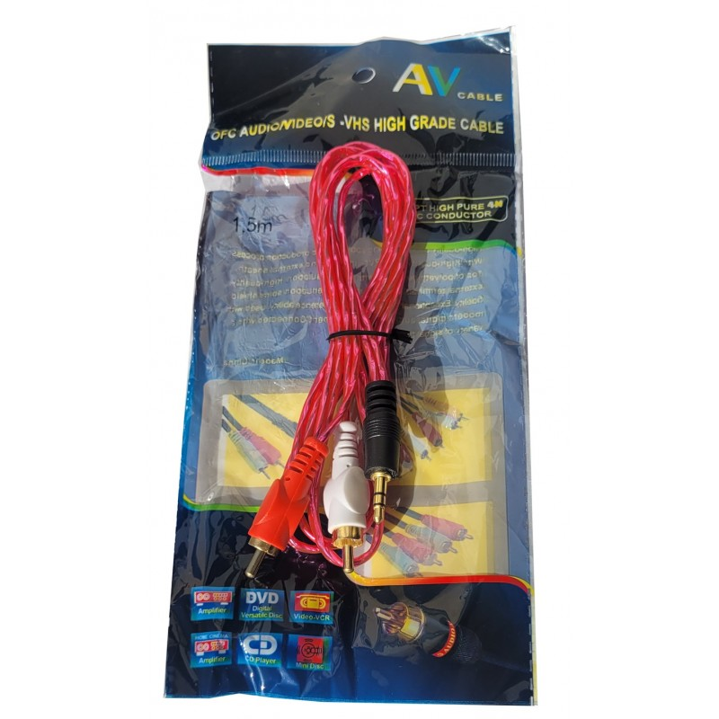 Шнур 3.5 jack — 2 RCA (тюльпани) AV 1.2 метра, фото 1