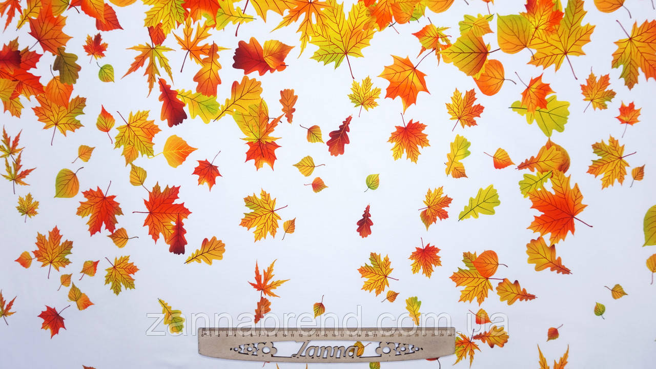 Стрейч-кулір колір молочний Купон 88 × 178 см "Листопад" (Туреччина), фото 1
