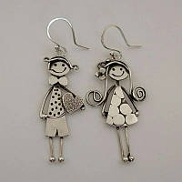 Сережки Пара Людей 👫 Ретро Мінімалізм | Металеві підвіски у вигляді закоханої пари