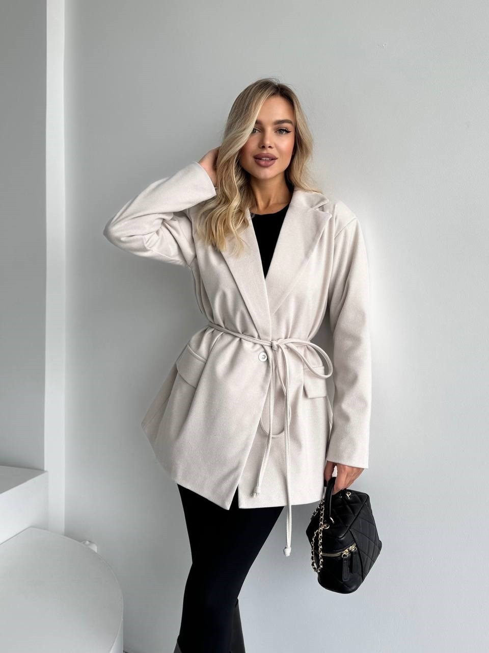 Жіночий кашеміровий піджак беж на підкладці, розміри 42-44, 46-48, фото 1