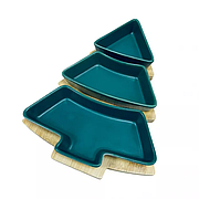 Менажниця 26*15*5 см на підставці Olens 8030-389 на 3 секції ялинка Зелений