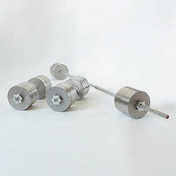 Комплект: пряма штанга та гантелі Металеві без покриття 121 кг