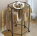 Підлогова вішалка для одягу, з поворотним механізмом 360°, на колесах, фото 2