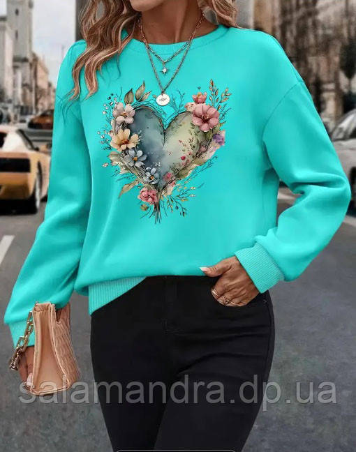 Жіночий світшот теплий на флісі 54-56 р, фото 1