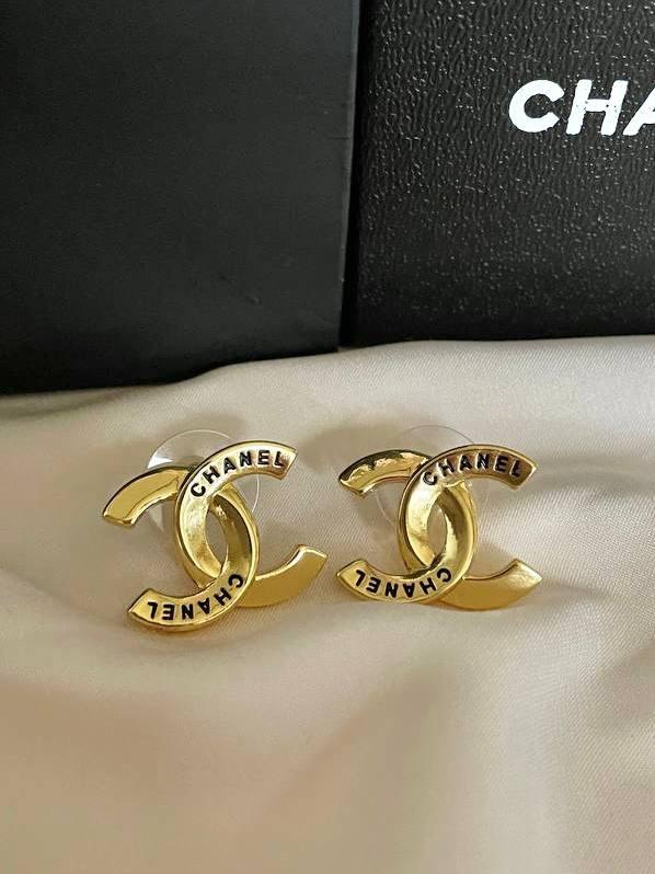 Сережки гвіздки / пусети Шанель позолота 18К, фото 1
