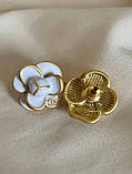 Комплект Шанель - сережки та каблучка з квіточками позолота 18К, фото 9
