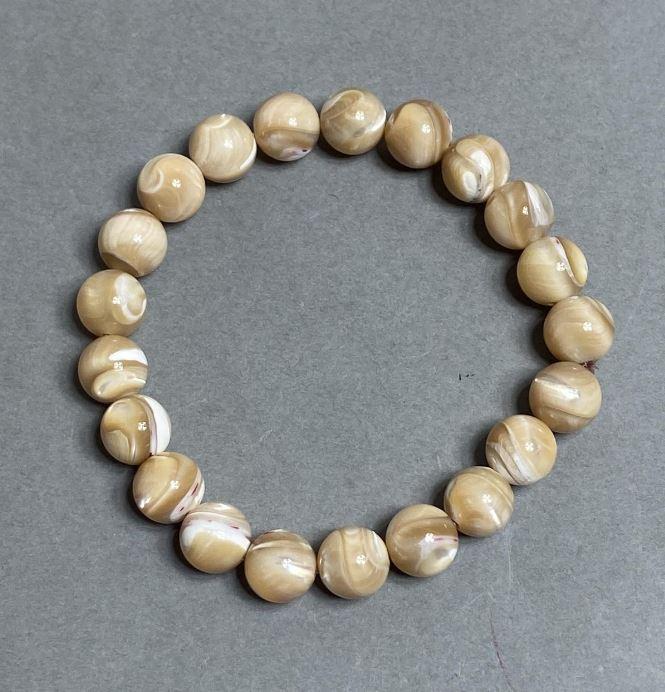 Браслет Перламутр кулька d-9мм+- L- 18см стрейч, фото 1