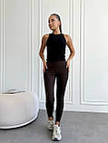 Жіночі стрейч легінси зі штрипками чорні 42-44, 46-48, 50-52, фото 8