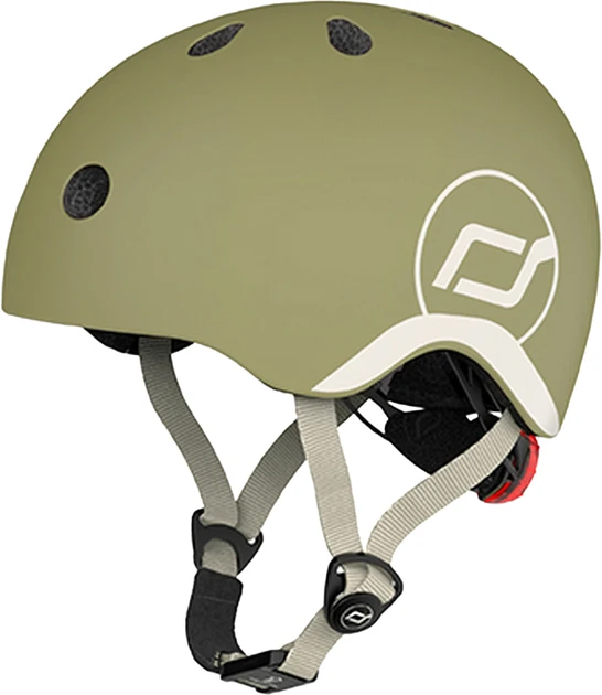 Шолом захисний дитячий Scoot and Ride, Оливковий, з ліхтариком, 45-51см, фото 1