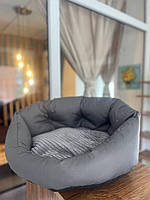 Універсальний лежак для собак і кішок теплий зі знімною подушкою, затишна міцна лежанка з меблевої тканини