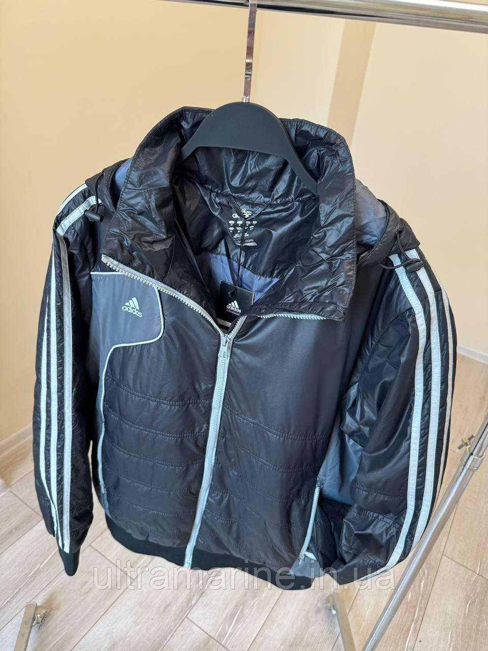 Куртка чоловіча Adidas на тонкому синтепоні Чорна, фото 1