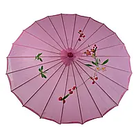 Парасолька рожева декоративна із шовку та бамбука