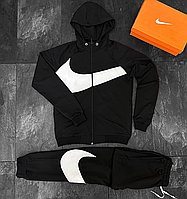 Костюм NIKE BIG SWOSH BLACK (Зіпер+Штани) повсякденний костюм брендовий Чорний