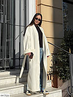 Кардиган жіночий довгий стильний молодіжний вільного фасону оверсайз із поясом кашеміровий