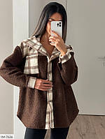 Сорочка жіноча тепла зручна повсякденна прогулянкова м'яка букле баранчик із капюшоном оверсайз