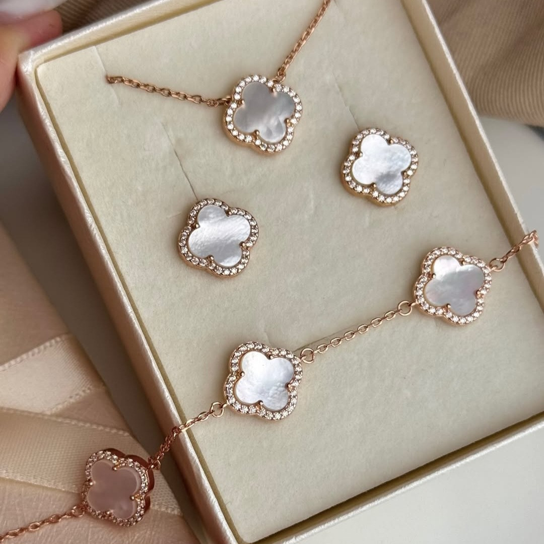 Срібний комплект в позолоті Чотирилисник Конюшини