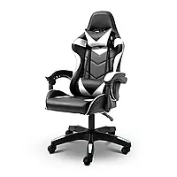 Ігрове комп'ютерне геймерське крісло 4Points DL офісне з подушками розкладне для дому офісу роботи навчання Білий