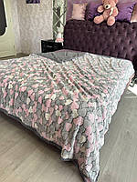 Теплий і пухнастий плед на овчині євророзмір із сердечком