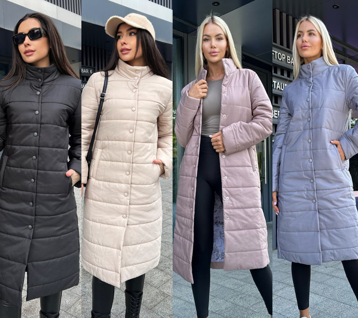 Подовжена жіноча курточка з плащівки на синтепоні Модель: 1452-2041 Кольори: беж, чорний, сірий, капучино, фото 1