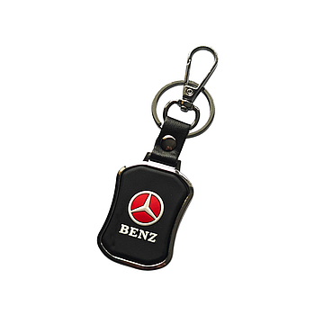 Брелок з логотипом авто Mercedes, карабін та кільце, металевий софт тач
