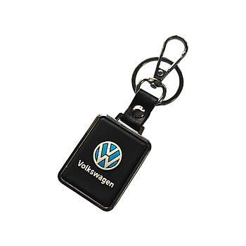 Брелок з логотипом авто Volkswagen, карабін та кільце, металевий софт тач