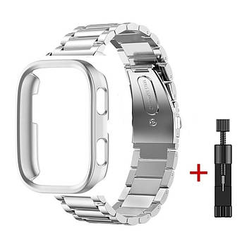 Комплект для годинника Amazfit Bip 6 сріблястий (бампер + ремінець Rolex design 22 мм)