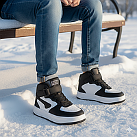 Зимове дитяче взуття, дутики, спортивні черевички, термоботки на овчині на хлопчиків на липучці. Розмір: 36-41