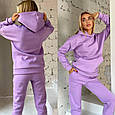 Теплий жіночий костюм Модель: 1452-308 Тканина: тринитка на флісі Кольори: чорний, сірий, лаванда, трава, малина, фото 4