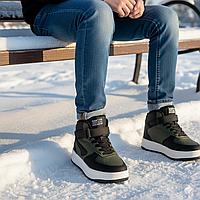 Зимове дитяче взуття, дутики, спортивні черевички, термоботки на овчині на хлопчиків на липучці. Розмір: 36-40