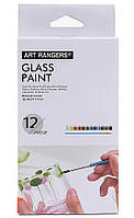 Набір фарб для скла 12 кольорів по 22 мл з 2 пензликами Art Rangers